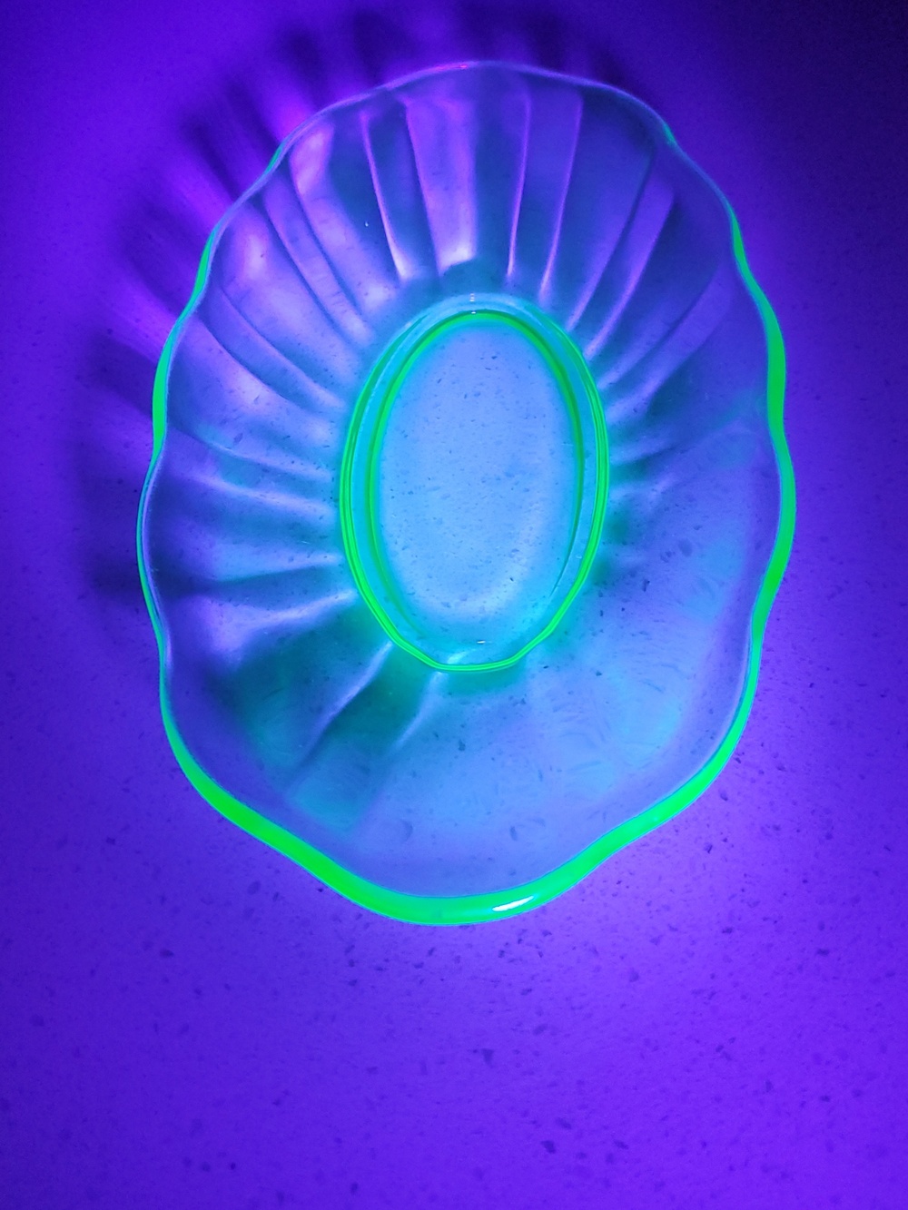 Vintage Uranium Glass Oval Relish Sundae Dish